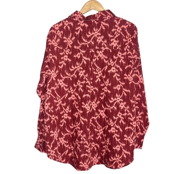 ✨NWT Target Knox Rose Burgundy Hibiscus Print Button Front Shirt Plus Size XXL - Picture 10 of 12